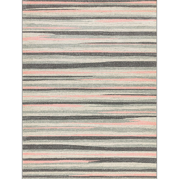 Modern living room rug in gray abstract striped pattern rug polyester washable non-slip back rug for the area | Bowlift