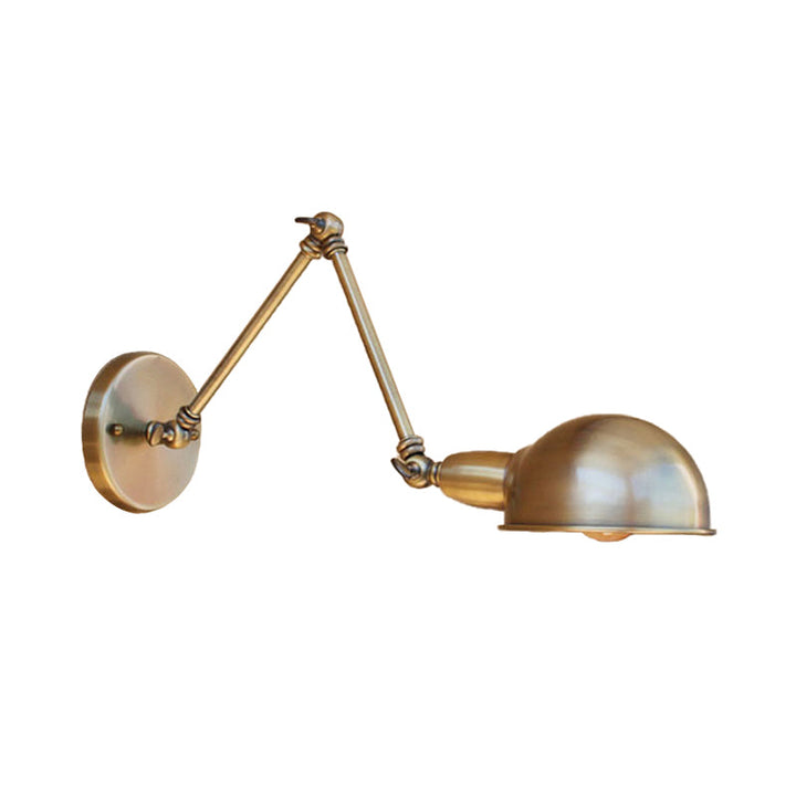 BowLift | Retro Dome Wall Lamp 1 Bulb Metal Wall Lighting with Swingarm in Brass/Chrome for Bathroom