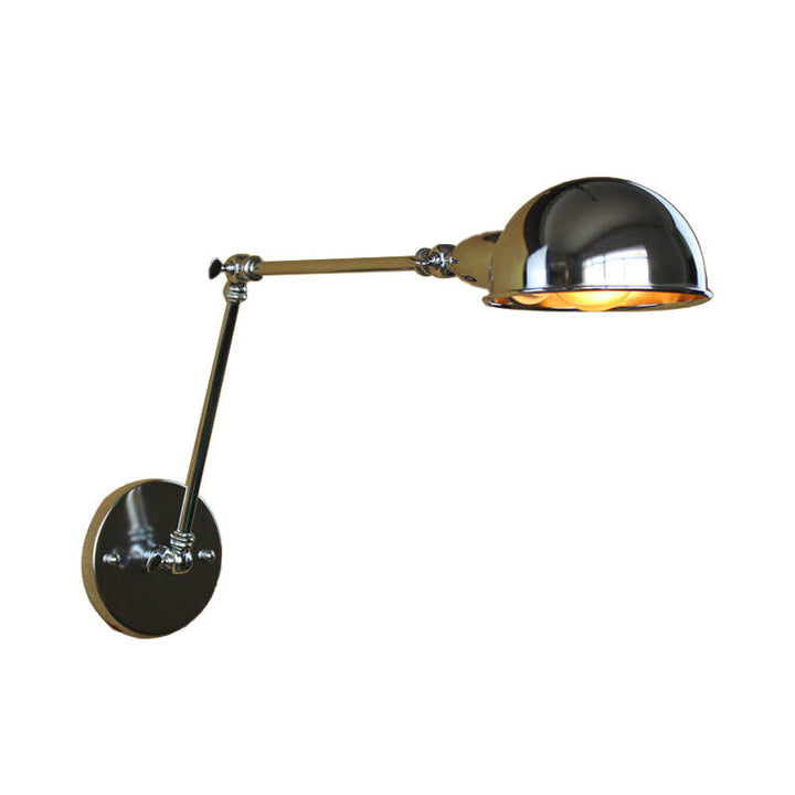 BowLift | Retro Dome Wall Lamp 1 Bulb Metal Wall Lighting with Swingarm in Brass/Chrome for Bathroom