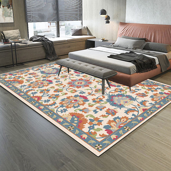BowLift | Persian Moroccan rug in ivory and gray flower petal motif pattern rug polyester washable rug for home decor