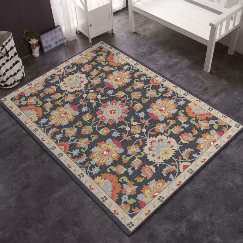 BowLift | Persian Moroccan rug in ivory and gray flower petal motif pattern rug polyester washable rug for home decor
