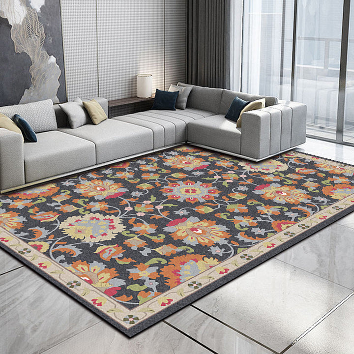 BowLift | Persian Moroccan rug in ivory and gray flower petal motif pattern rug polyester washable rug for home decor