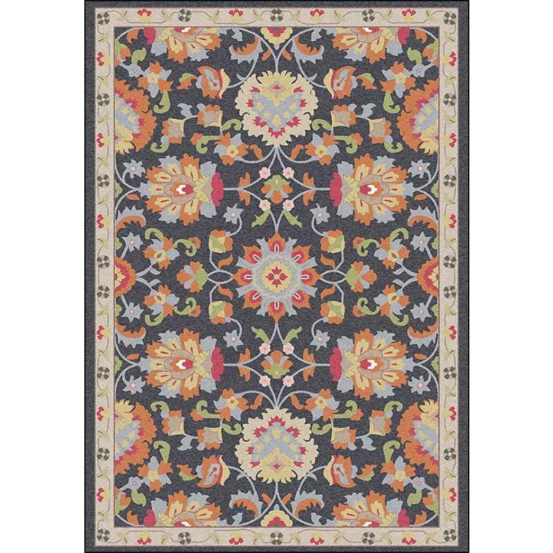 BowLift | Persian Moroccan rug in ivory and gray flower petal motif pattern rug polyester washable rug for home decor