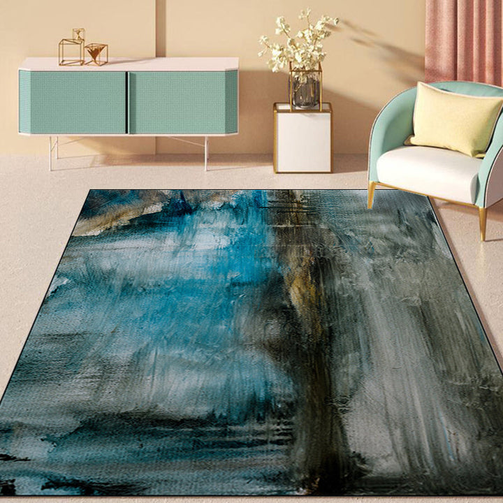 Modern living room rug Colorful Abstract Oil Painting Print Rug Polyester Stain Resistant Machine Washable Carpet | Bowlift