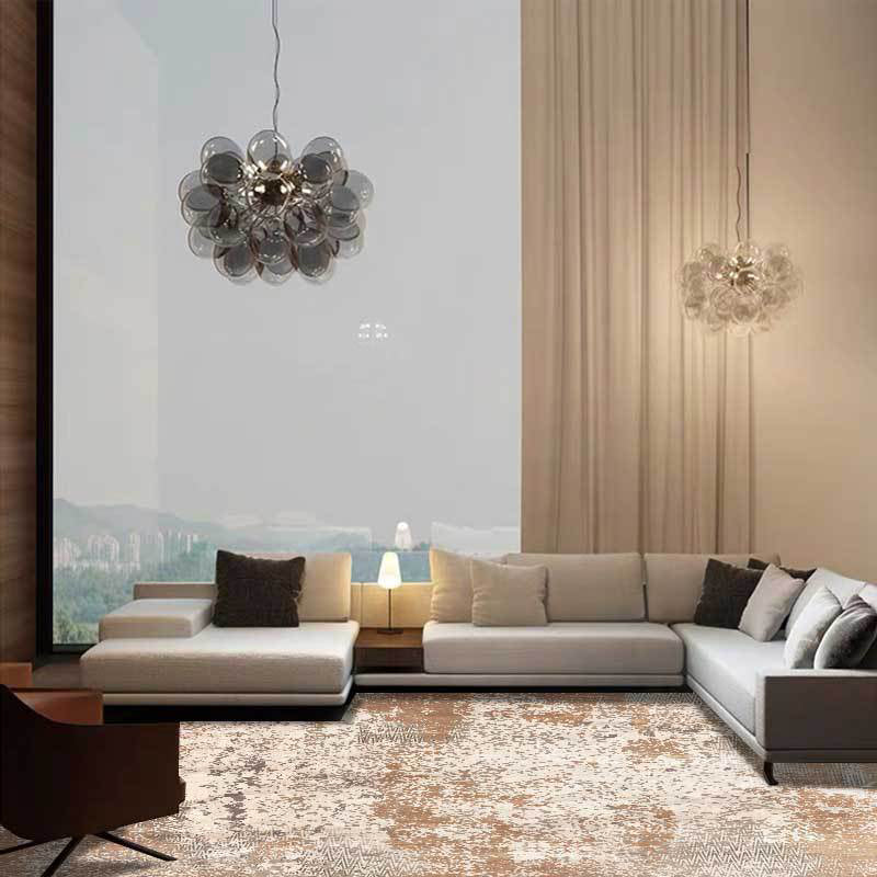 Unique Abstract Rug Brown Industrial Design Rug Polyester Washable Non-Slip Backing Rug for the Living Room | Bowlift