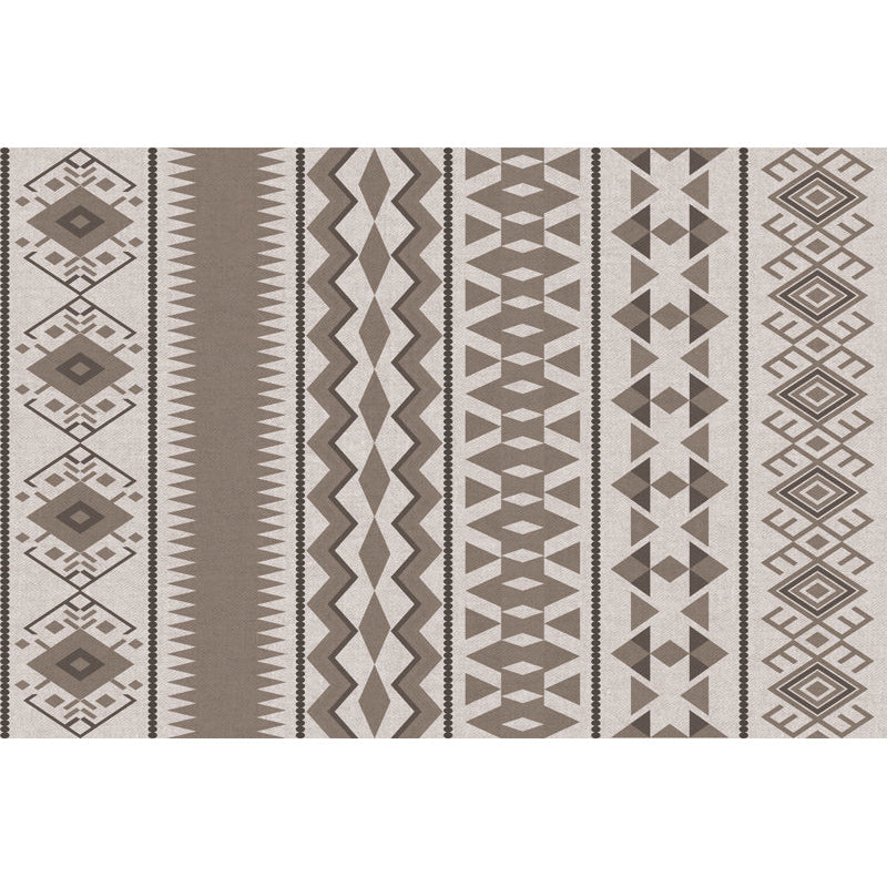 BowLift | Southwestern Living Room Rug in Brown Diamond Triangle Print Rug Polyester Washable Area Rug