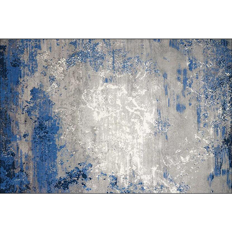Scandinavian Modern Carpet in Blue and Gray Abstract Paint Pattern Carpet Polyester Washable Carpet for Home Decor | Bowlift