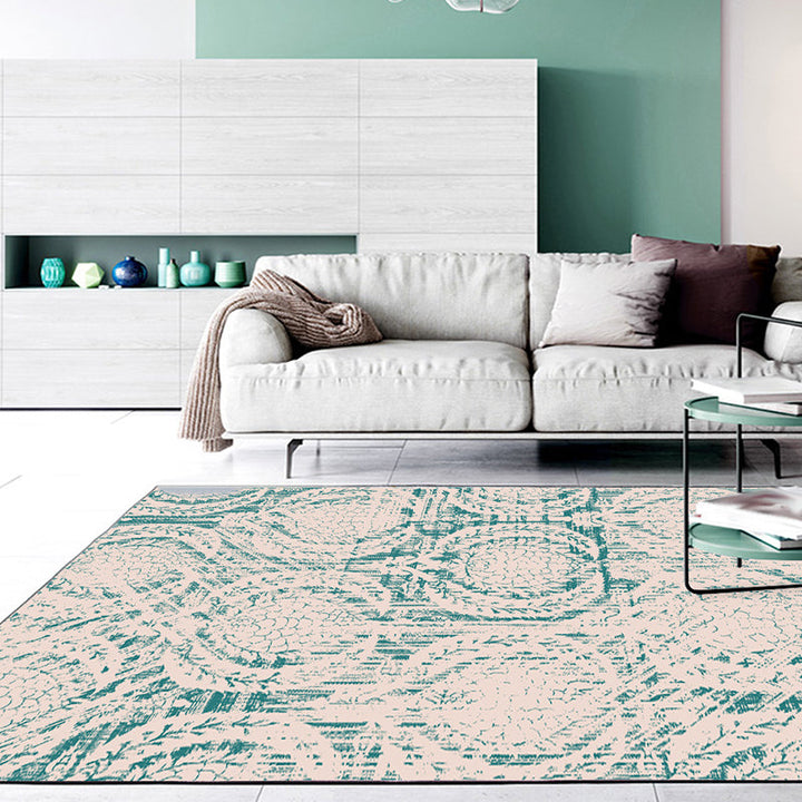 Modern living room carpet in green abstract lantern pattern Carpet Polyester Washable Non-slip Carpet | Bowlift