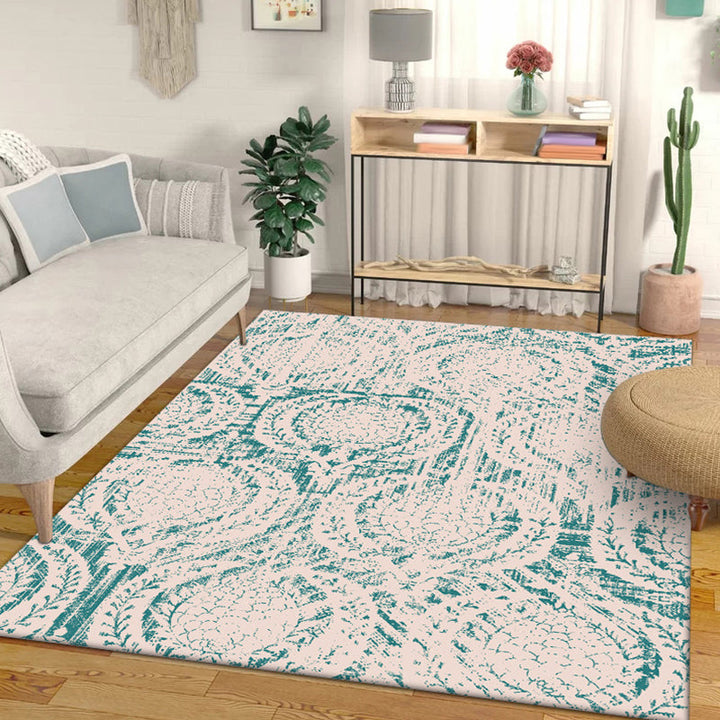 Modern living room carpet in green abstract lantern pattern Carpet Polyester Washable Non-slip Carpet | Bowlift