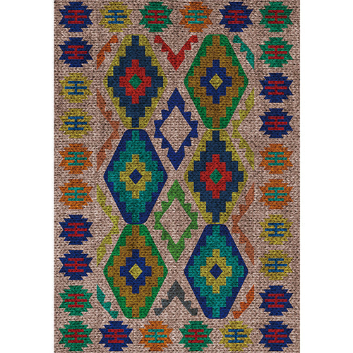 BowLift | Southwest Living Room Rug in Brown Diamond Pattern Rug Polyester Washable Non-Slip Back Area Rug