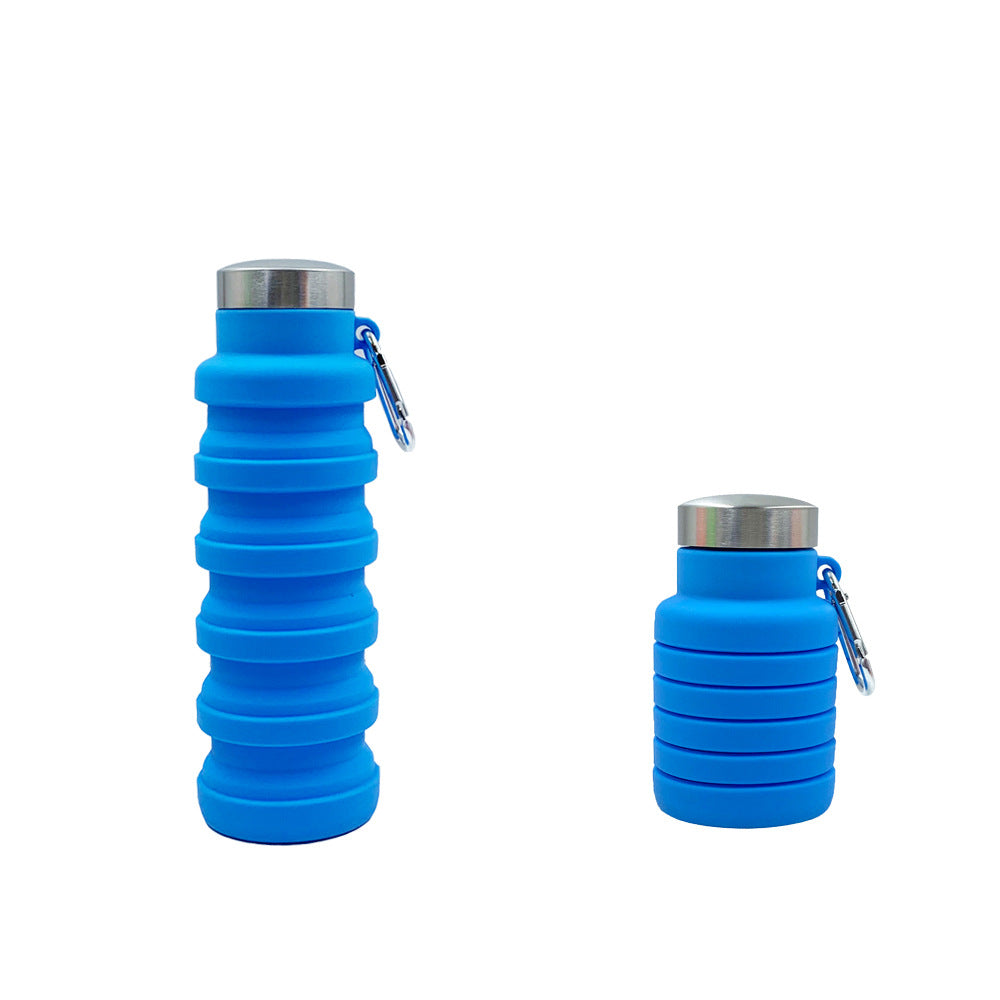 Women practical and compact silicone drinking bottle with carabiner and stainless steel cap Bowlift