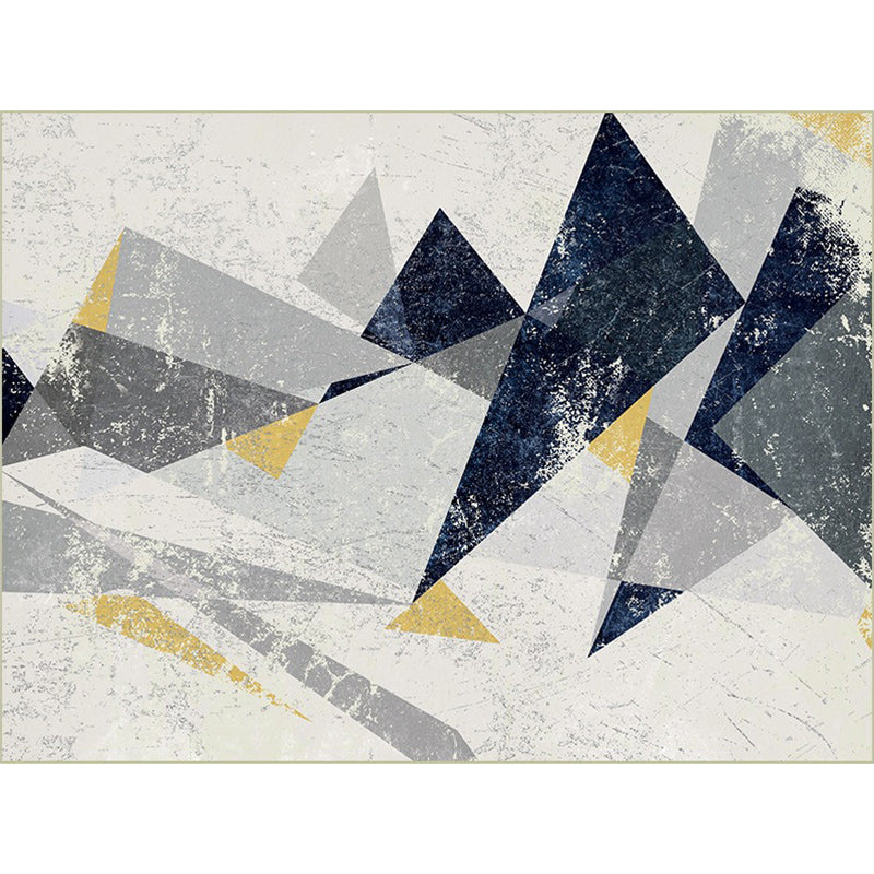 Contemporary geometric printed rug Gray Multicolored Polyester rug Machine washable Non-slip rug for the bedroom | Bowlift