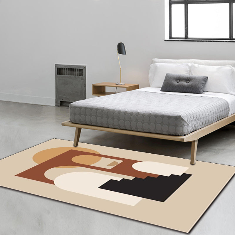 Khaki Multicolor Nordic Rug Polyester Abstract Rug Machine Washable Non-Slip Rug for the Living Room | Bowlift