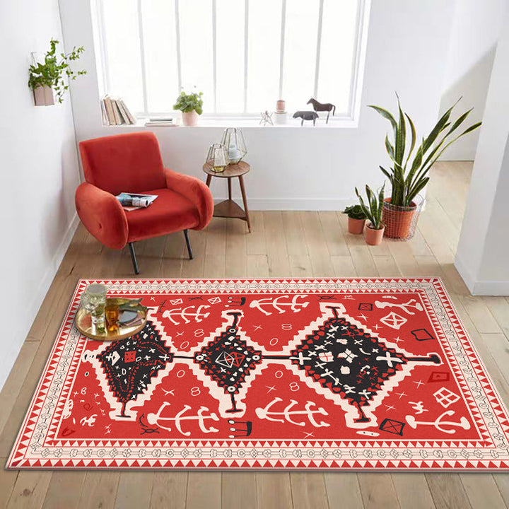 BowLift | Cattle Bedroom Rug Southwestern Tribal Triangle Diamond Pattern Area Rug Polyester Machine Washable Rug