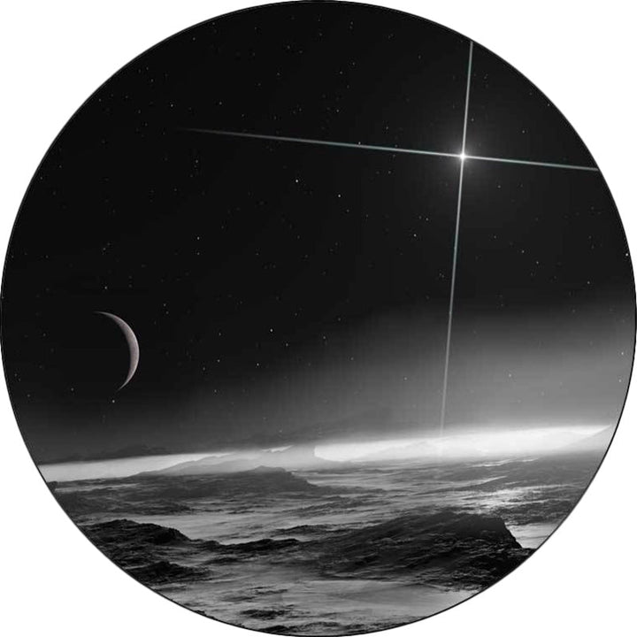 Modern living room rug in black with star print in space rug polyester stain-resistant rug | Bowlift