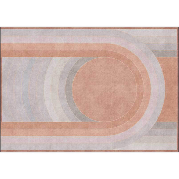 BowLift | Pink Bedroom Rug Novelty Color Block Arc Circle Pattern Area Rug Polyester Non-Slip Back Stain Resistant Rug