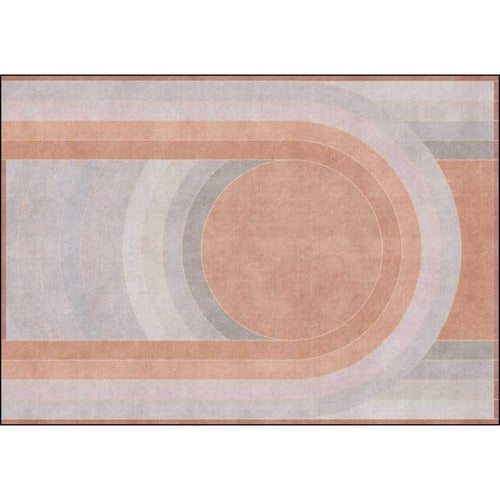 BowLift | Pink Bedroom Rug Novelty Color Block Arc Circle Pattern Area Rug Polyester Non-Slip Back Stain Resistant Rug