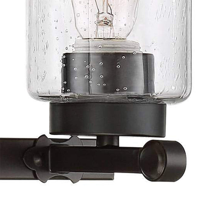 BowLift | 3-Bulb Seed Glass Wall Light Industry Black Cylinder Dining Room Wall Lamp in Clear