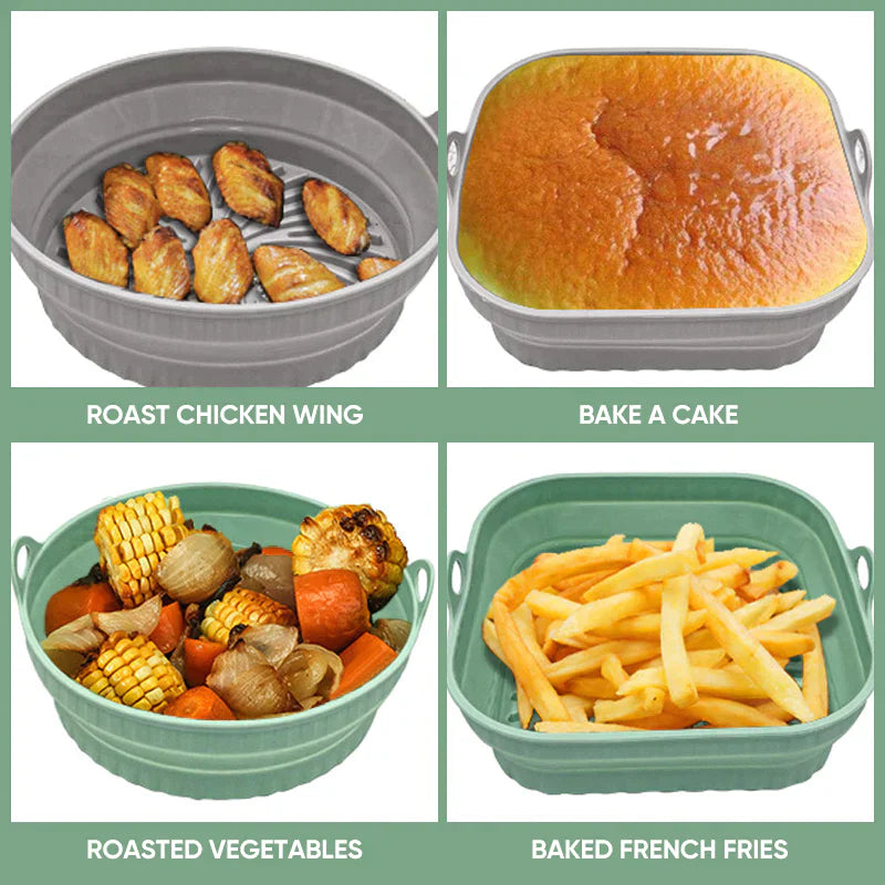 Air Fryer Silicone Grill Pan Reusable Baking Tray | Bowlift