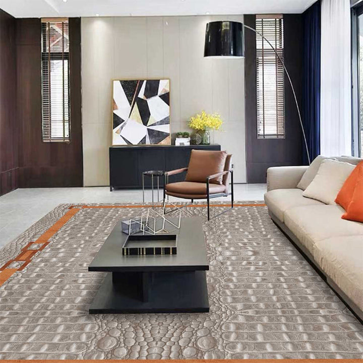 Gray Modern Carpet Polyester Crocodile Print Carpet Washable Non-Slip Back Carpet for Living Room | Bowlift