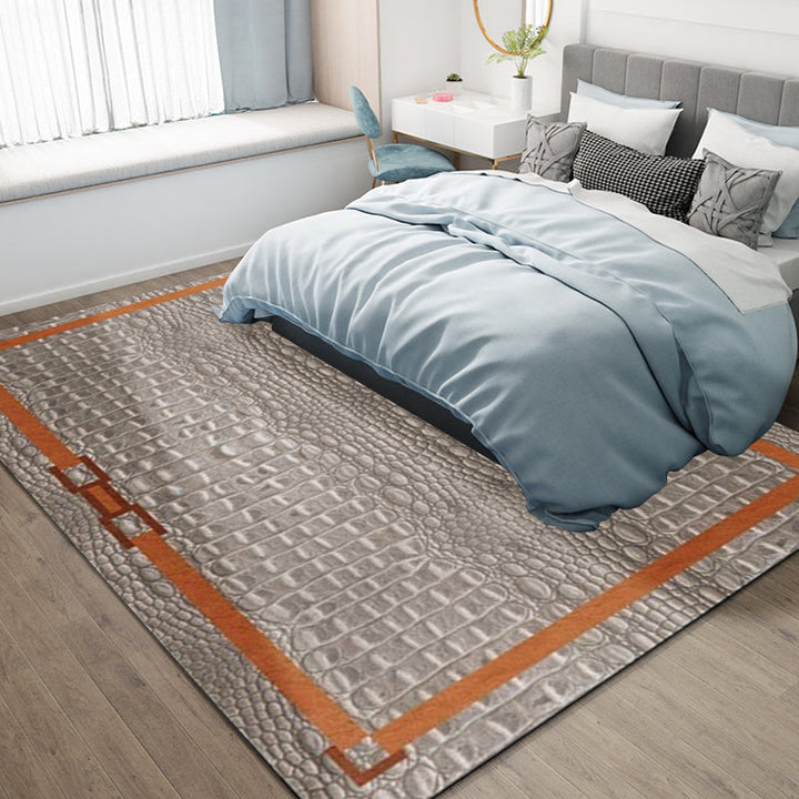 Gray Modern Carpet Polyester Crocodile Print Carpet Washable Non-Slip Back Carpet for Living Room | Bowlift