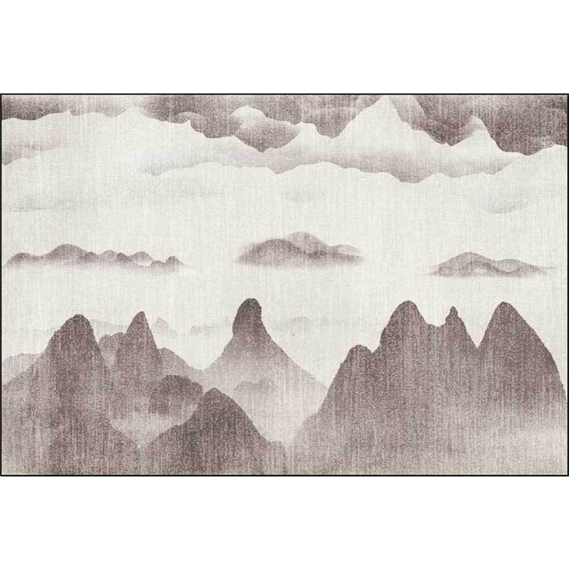 BowLift | Traditional mountain pattern rug brown and gray oriental rug polyester machine washable anti-slip coating rug for the living room
