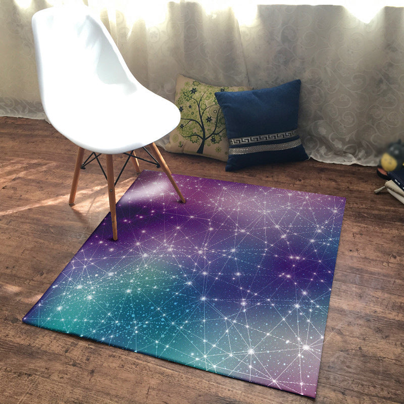 Simply modern rug in purple outer space star geometry pattern rug polyester stain-resistant rug for home decor | Bowlift