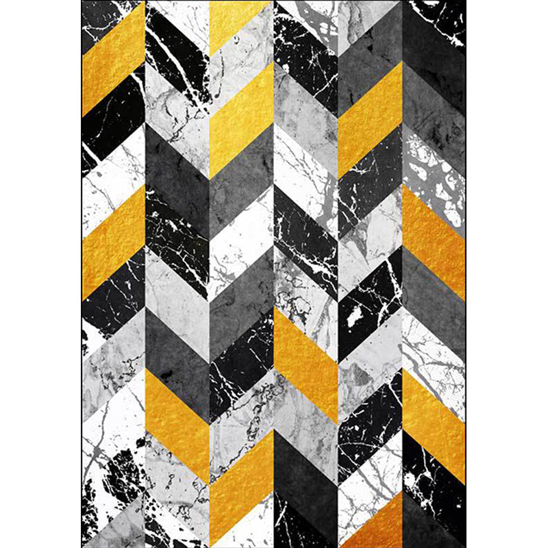 Black and Gold Modern Carpet Polyester Geometric and Marble Surface Pattern Carpet Washable Non-Slip Back Carpet for Living Room | Bowlift