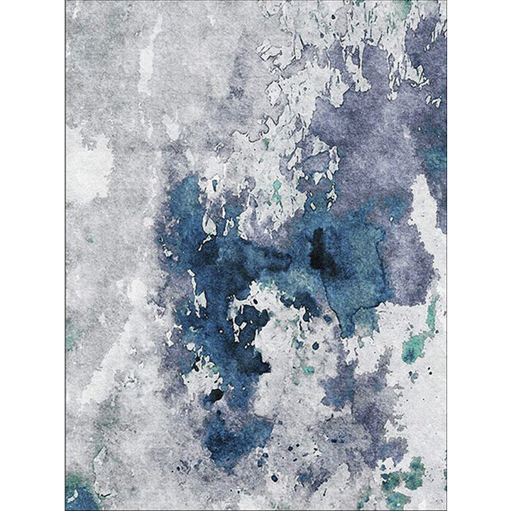 Blue and Gray Modern Rug Polyester Watercolor Pattern Rug Washable Non-slip Back Rug for the Living Room | Bowlift