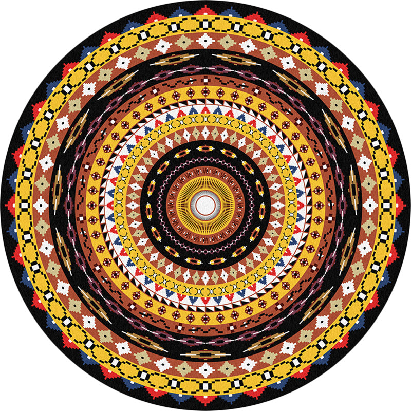 BowLift | Orange Sou'wester Rug Polyester concentric circles pattern rug washable non-slip backing rug for living room