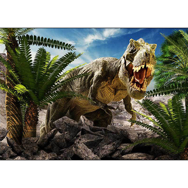 Funky Dinosaur Pattern Rug Blue and Green Modern Rug Polyester Washable Non-Slip Backing Rug for Living Room | Bowlift