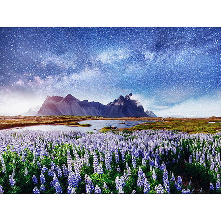 Stylish lavender pattern rug with galactic blue modern rug made of polyester washable non-slip backing rug for the living room | Bowlift