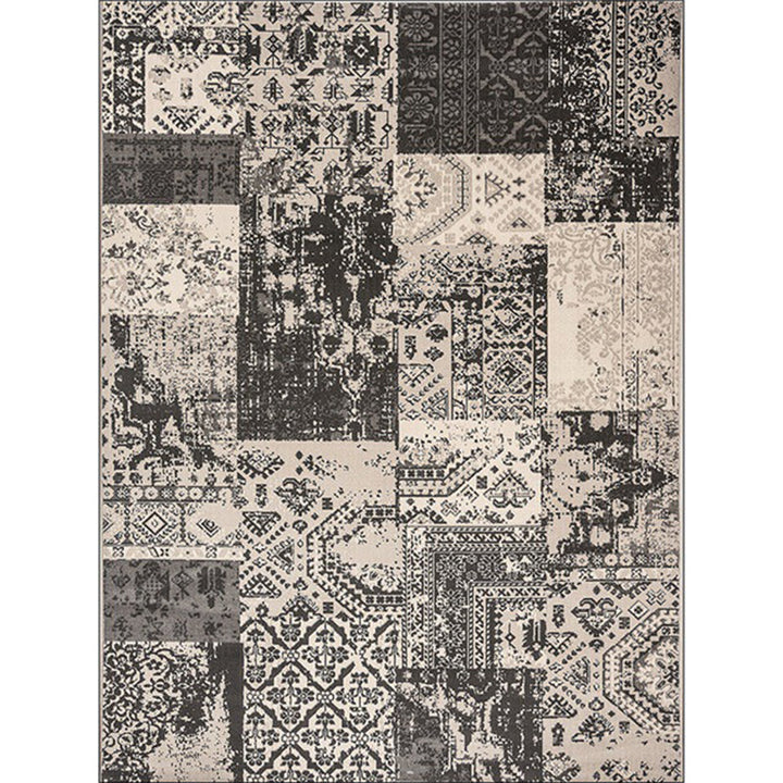 BowLift | Gray Shabby Chic Carpet Polyester Tribal Pattern Carpet Washable Non-slip Backing Carpet for Living Room