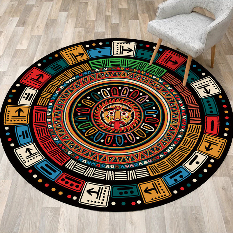 BowLift | Multicolored southwestern rug made of polyester with tribal pattern, washable, non-slip backing rug for the living room