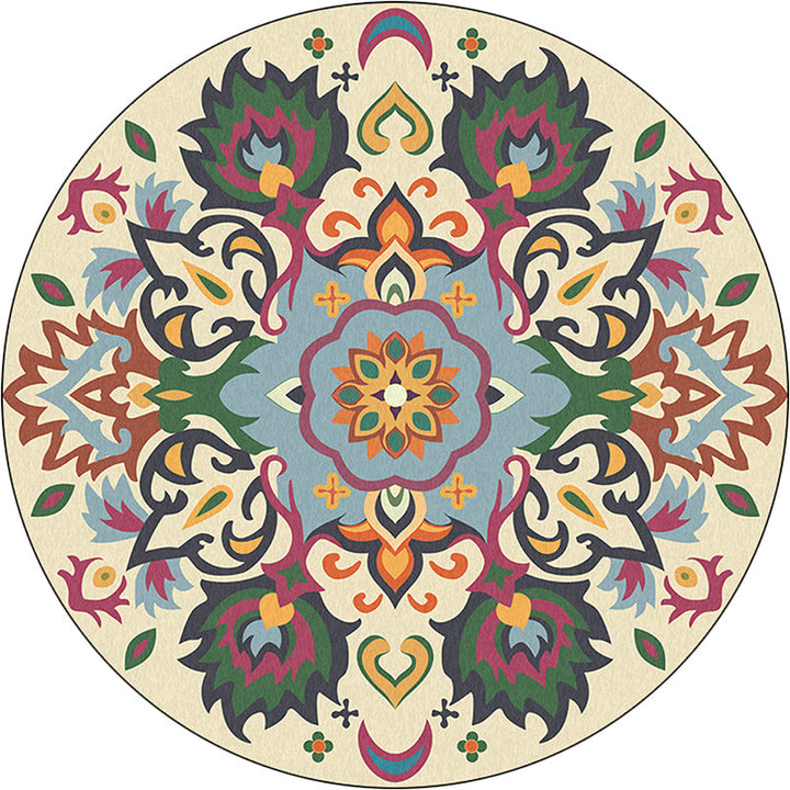 BowLift | Persian flower pattern rug yellow and green polyester rug machine washable non-slip rug for the bedroom