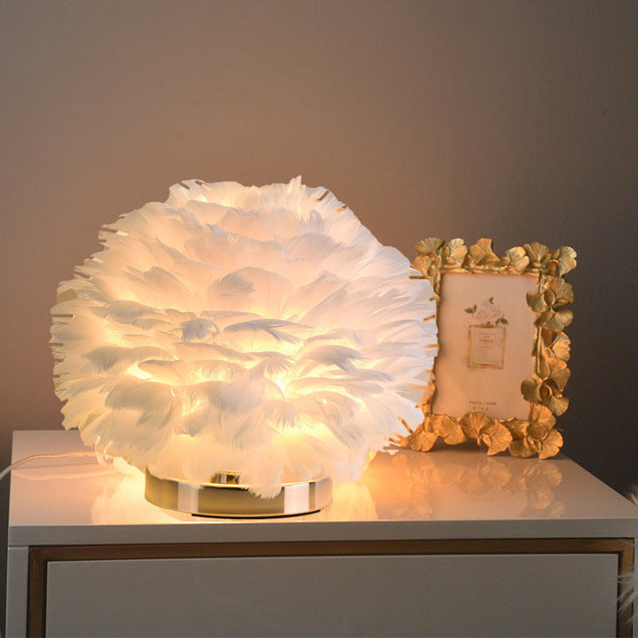BowLift | Luxury Feather Table Lamp Bedroom or Nightstand Light