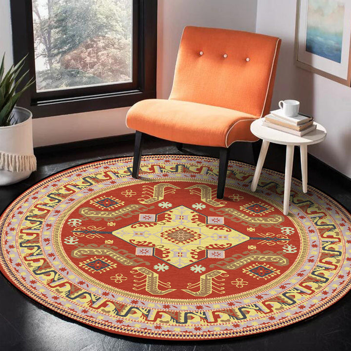 BowLift | Red Moroccan Carpet Polyester Medallion Print Carpet washable non-slip backing Carpet for Living Room