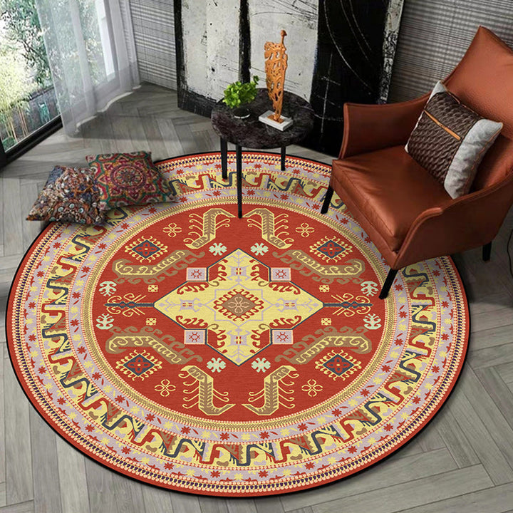 BowLift | Red Moroccan Carpet Polyester Medallion Print Carpet washable non-slip backing Carpet for Living Room