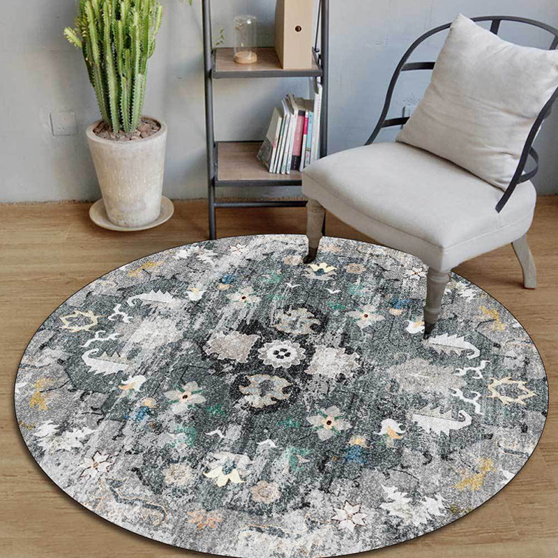 BowLift | Persian Medallion Pattern Carpet Pink and Green Polyester Carpet Machine Washable Non-Slip Carpet for the Bedroom