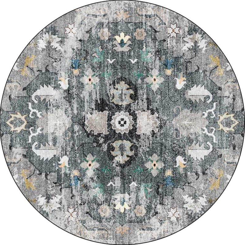 BowLift | Persian Medallion Pattern Carpet Pink and Green Polyester Carpet Machine Washable Non-Slip Carpet for the Bedroom