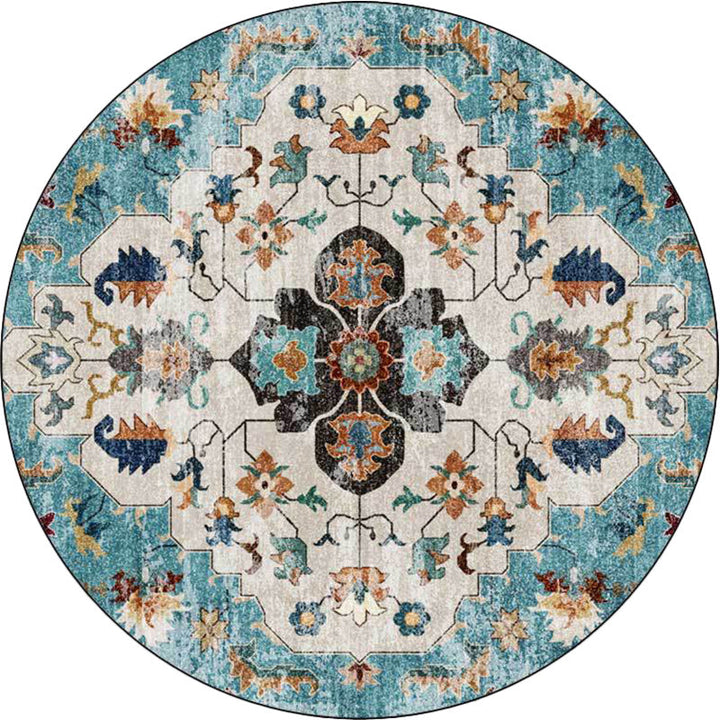 BowLift | Persian Medallion Pattern Carpet Pink and Green Polyester Carpet Machine Washable Non-Slip Carpet for the Bedroom