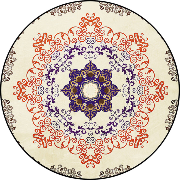 Orange Moroccan Carpet Polyester Medallion Print Carpet Washable Non-slip Back Carpet for the Living Room | Bowlift