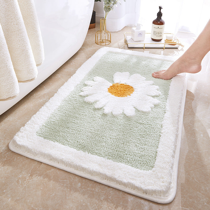 Floral Design Plush Bath Mat Bowlift