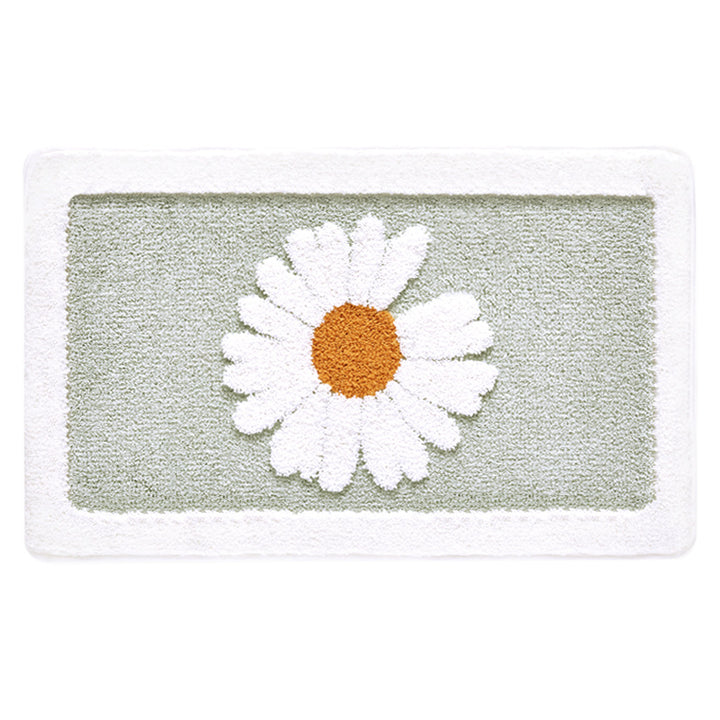 Floral Design Plush Bath Mat Bowlift