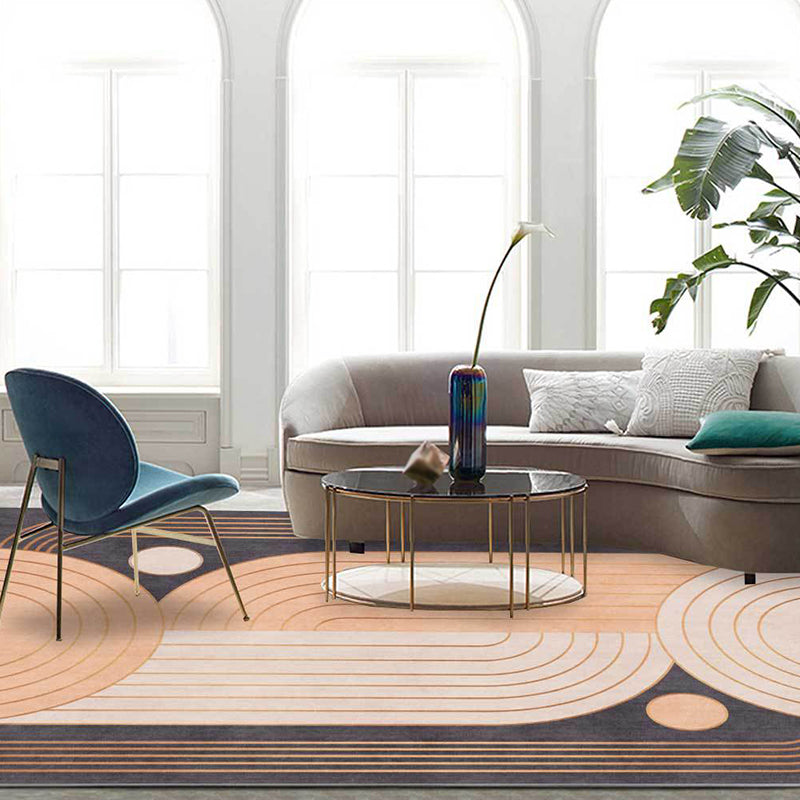 Orange and Gray New Carpet Polyester Swirl Stripe Pattern Carpet Washable Non-Slip Back Carpet for Living Room | Bowlift