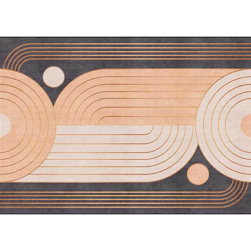 Orange and Gray New Carpet Polyester Swirl Stripe Pattern Carpet Washable Non-Slip Back Carpet for Living Room | Bowlift