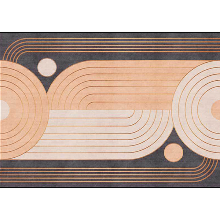 Orange and Gray New Carpet Polyester Swirl Stripe Pattern Carpet Washable Non-Slip Back Carpet for Living Room | Bowlift