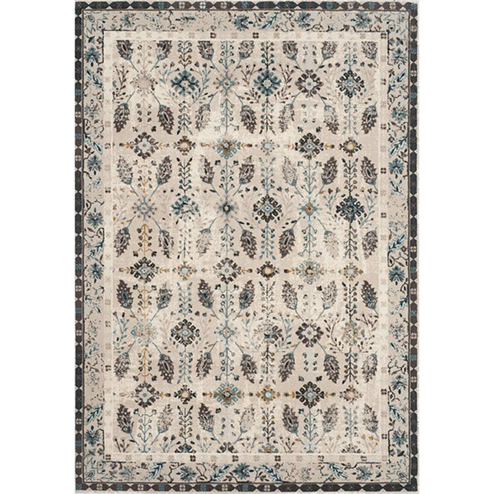 BowLift | Retro Floral Pattern Rug Gray Multicolor Classical Rug Polyester Washable Non-Slip Back Rug for Living Room