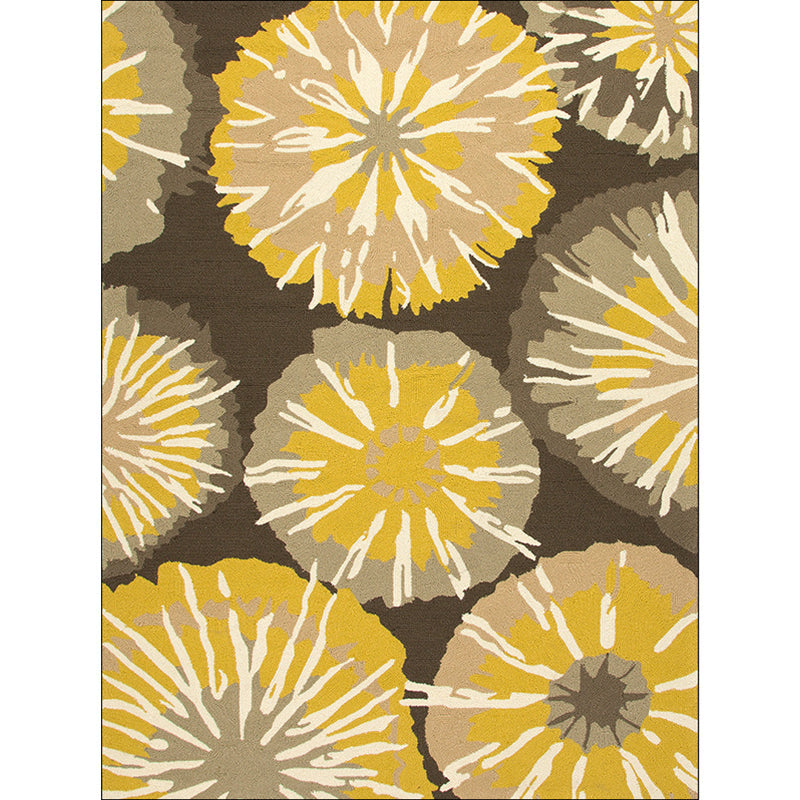 New Flower Print Rug Yellow and Blue Polyester Rug Machine Washable Non-Slip Rug for the Bedroom | Bowlift