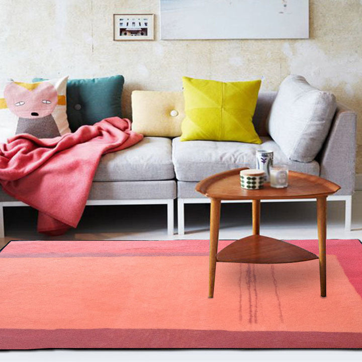 Red and yellow bedroom rug Modern abstract paint pattern area rug Polyester washable stain-resistant rug | Bowlift